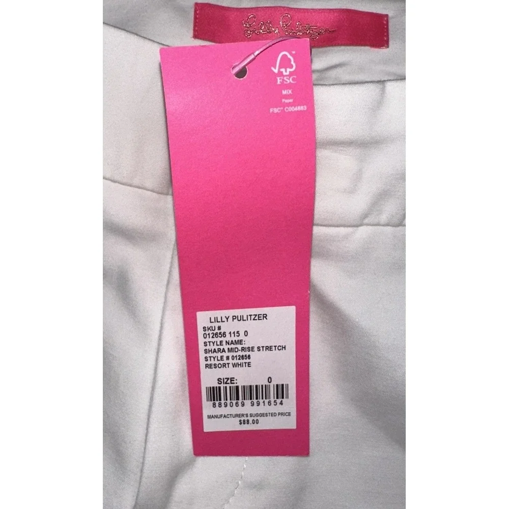 New Lilly Pulitzer Shara Mid-rise Stretch Resort White Shorts Size 0 Inseam‎ 7